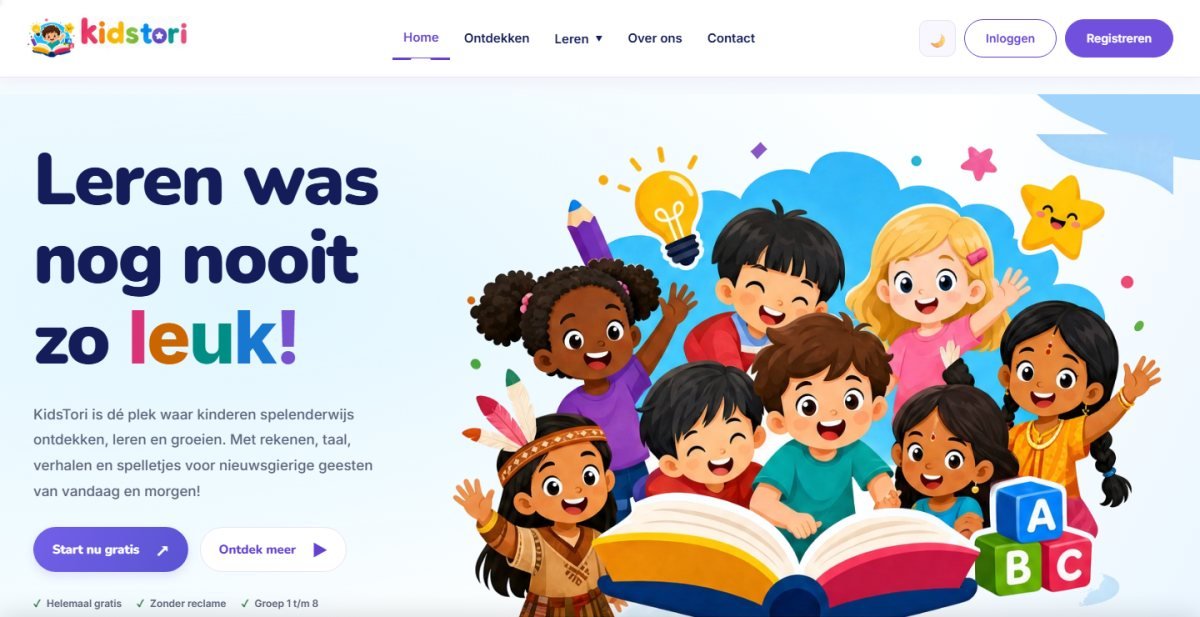 De homepage van kidstori.nl