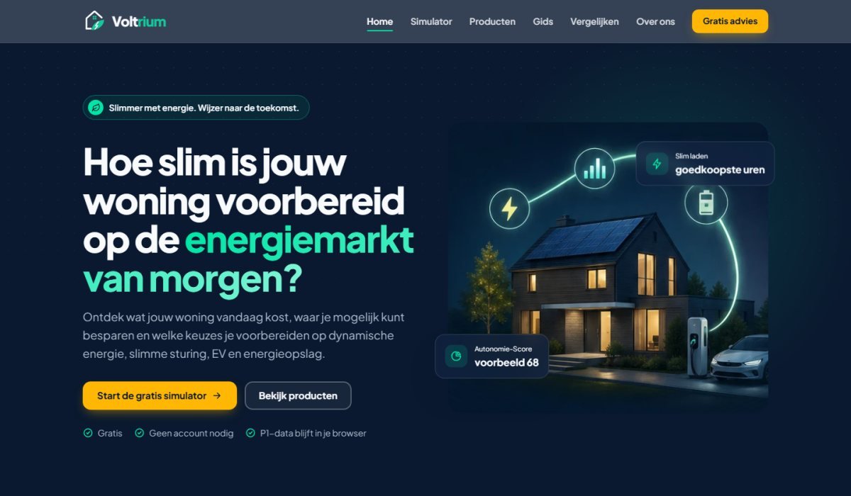 De homepage van voltrium.nl