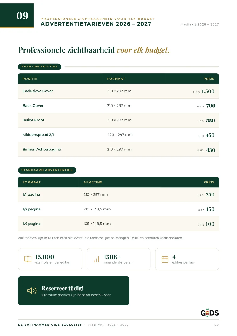 Pagina 9 van Surinaamse Gids Exclusief Media Kit 2026-2027