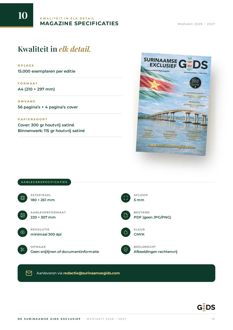 Pagina 10 van Surinaamse Gids Exclusief Media Kit 2026-2027