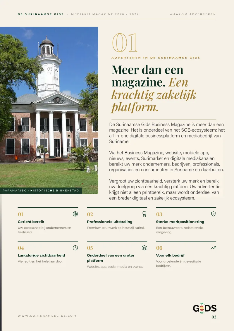 Página 2 de Surinaamse Gids Exclusief Magazine Kit 2026-2027