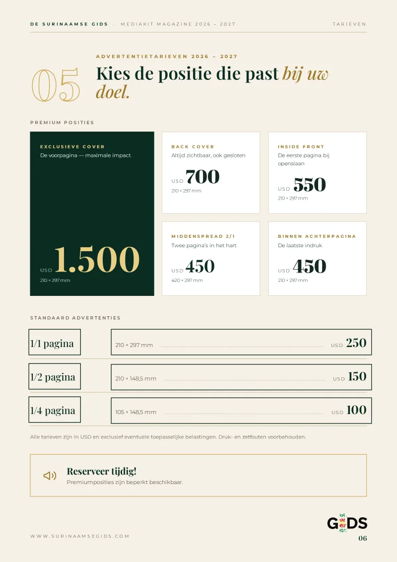 Página 6 de Surinaamse Gids Exclusief Magazine Kit 2026-2027