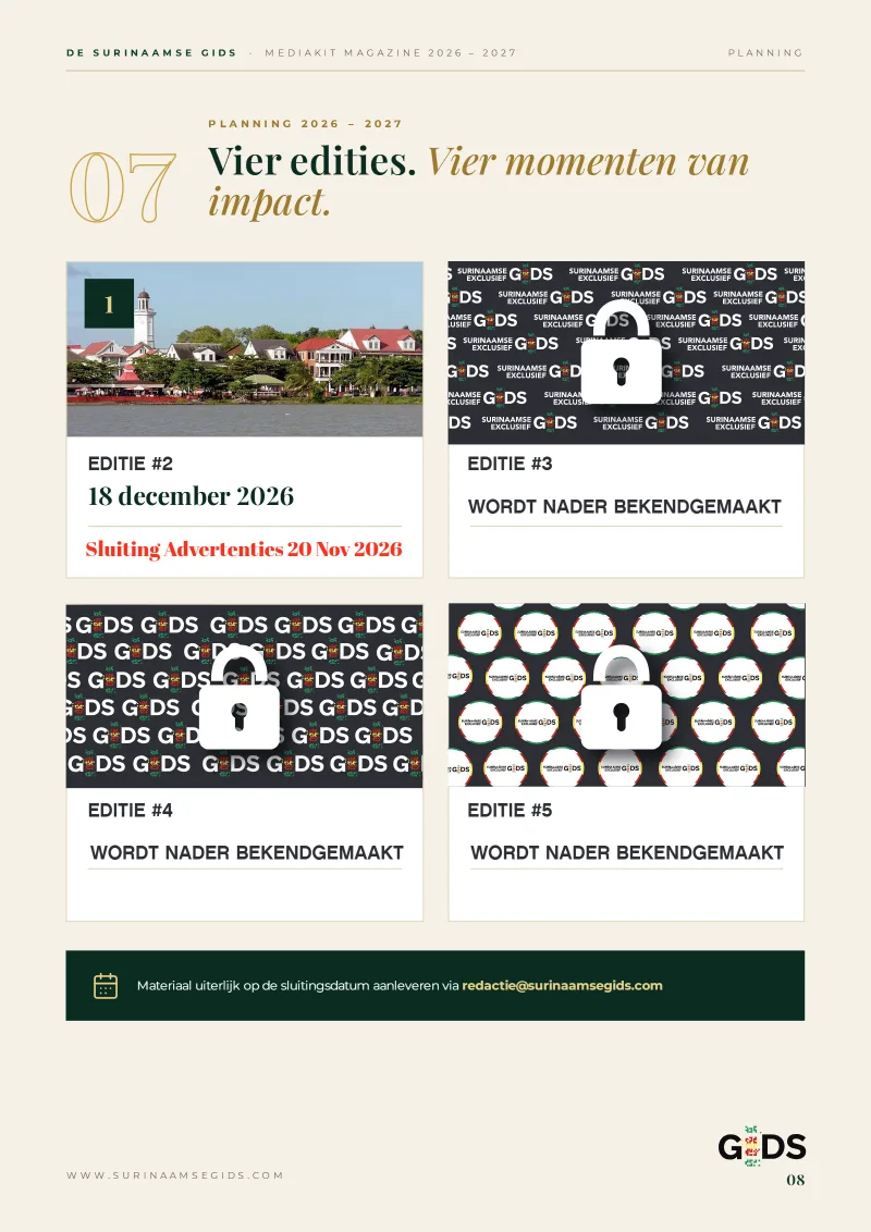 Página 8 de Surinaamse Gids Exclusief Magazine Kit 2026-2027